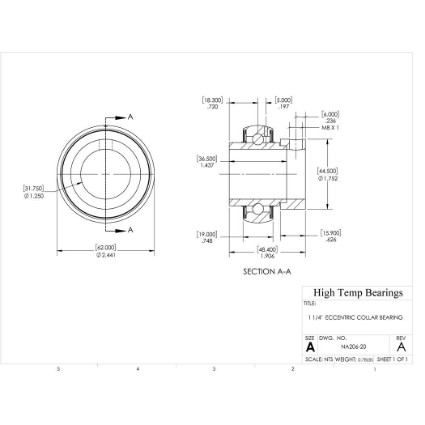 Picture of 1-1/4" 206 Mounted Eccentric Bearing Insert