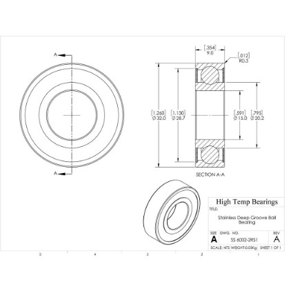 Picture of 15mm 6002 Stainless Steel Deep Groove Sealed Bearing
