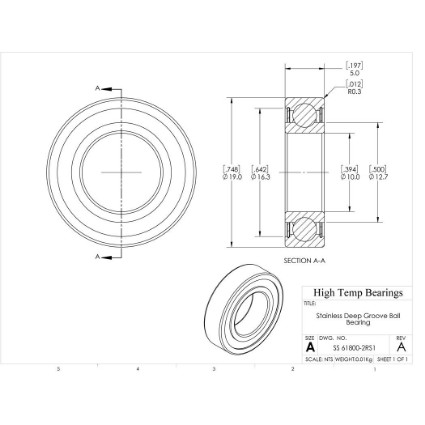 Picture of 10mm 61800 Stainless Steel Deep Groove Sealed Bearing