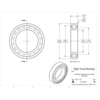 Picture of 15mm 61802 Stainless Steel Deep Groove Open Bearing