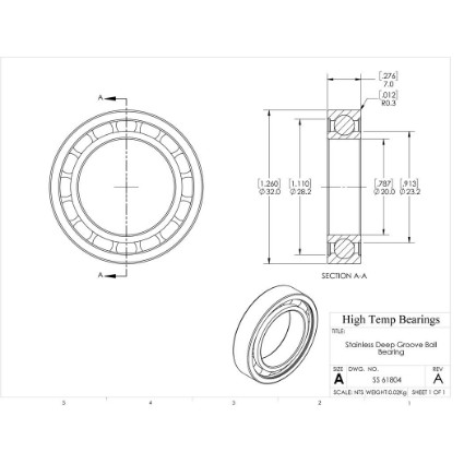 Picture of 20mm 61804 Stainless Steel Deep Groove Open Bearing