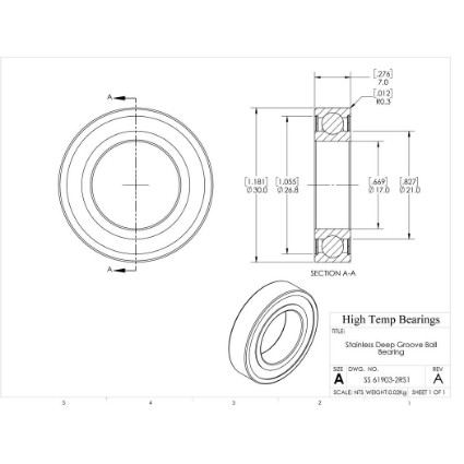 Picture of 17mm 61903 Stainless Steel Deep Groove Sealed Bearing