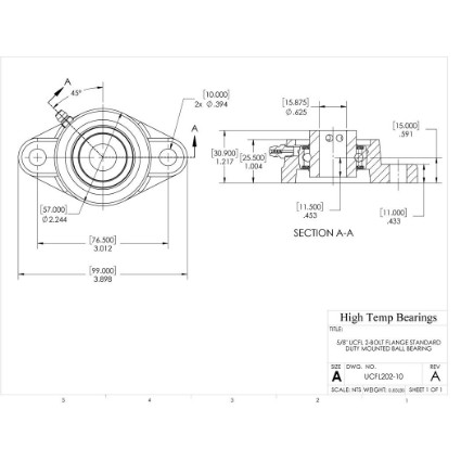 Picture of 5/8" 202 Set Screw Mounted 2 Bolt Flange Bearing