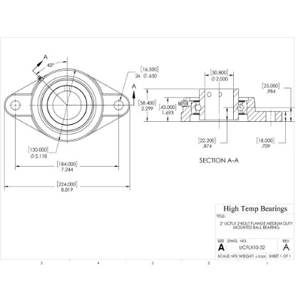 Picture of 2" Medium Duty Mounted 2 Bolt Flange Bearing