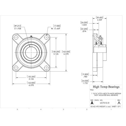 Picture of 1-15/16" Medium Duty Mounted 4 Bolt Flange Bearing