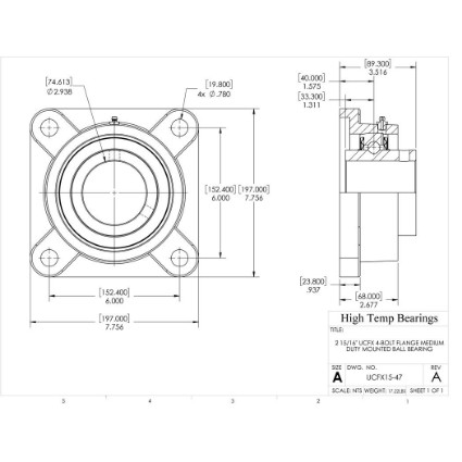 Picture of 2-15/16" Medium Duty Mounted 4 Bolt Flange Bearing