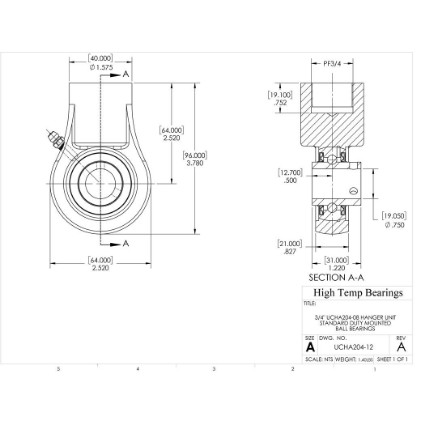 Picture of 3/4" Set Screw Mounted Hanger Bearing