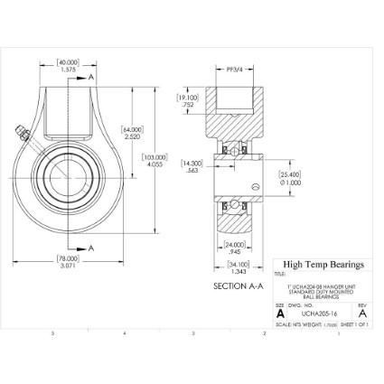 Picture of 1" Set Screw Mounted Hanger Bearing