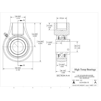 Picture of 1-1/8" Set Screw Mounted Hanger Bearing