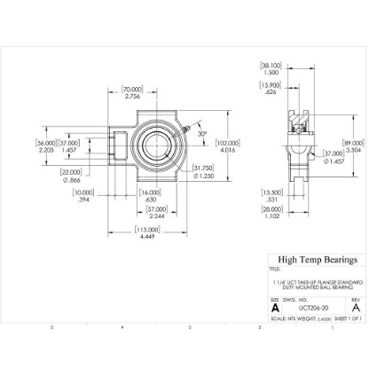 Picture of 1-1/4" 206 Set Screw Mounted Take Up Bearing