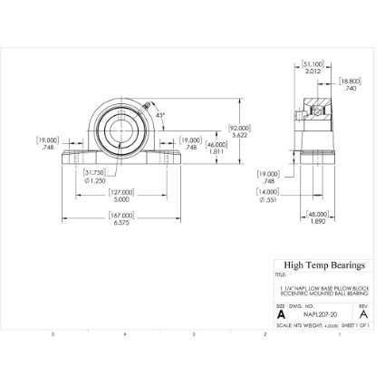 Picture of 1-1/4" 207 Eccentric Mounted Low Base Pillow Block Bearing