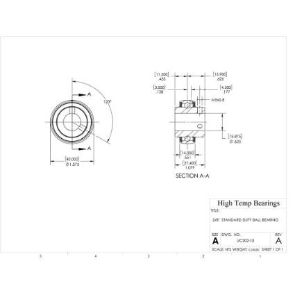 Picture of 5/8" 202 Mounted Set Screw Bearing Insert