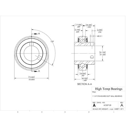 Picture of 1-1/4" 207 Mounted Set Screw Bearing Insert