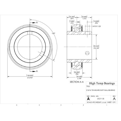 Picture of 2-3/16" Mounted Set Screw Bearing Insert