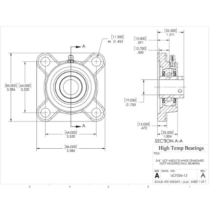 Picture of 3/4" Set Screw Mounted 4 Bolt Flange Bearing