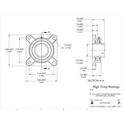 Picture of 3" Set Screw Mounted 4 Bolt Flange Bearing