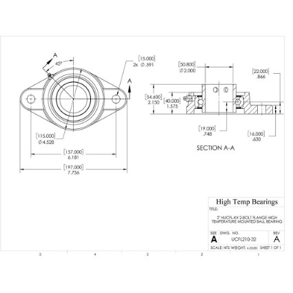 Picture of 2" 210 Set Screw Mounted 2 Bolt Flange Bearing
