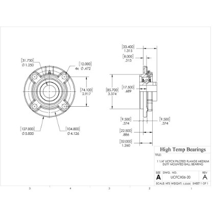 Picture of 1-1/4" Medium Duty Mounted Pilot Flange Bearing
