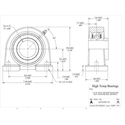 Picture of 1-7/16" Set Screw Mounted Tapped Base Bearing