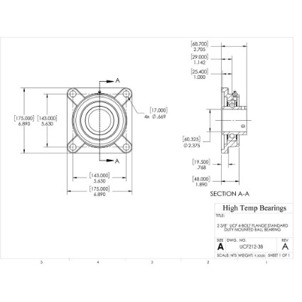 Picture of 2-3/8" Set Screw Mounted 4 Bolt Flange Bearing