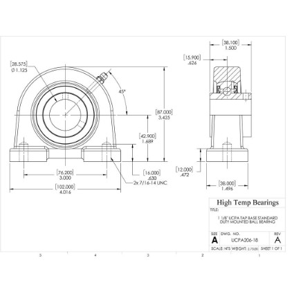 Picture of 1-1/8" Set Screw Mounted Tapped Base Bearing