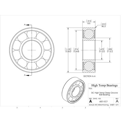 Picture of 12mm 6001 High Temperature 1200 °C Ceramic Bearing