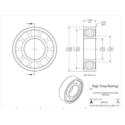 Picture of 15mm 6002 Deep Groove Ceramic Si3N4 Open Bearing