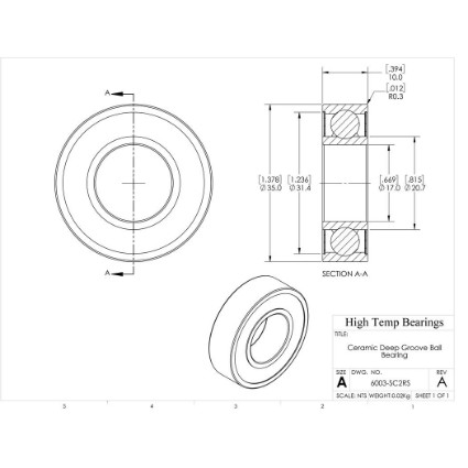 Picture of 17mm 6003 Deep Groove Ceramic SiC Sealed Bearing