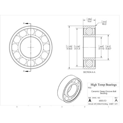 Picture of 17mm 6003 Deep Groove Ceramic ZrO2 Open Bearing