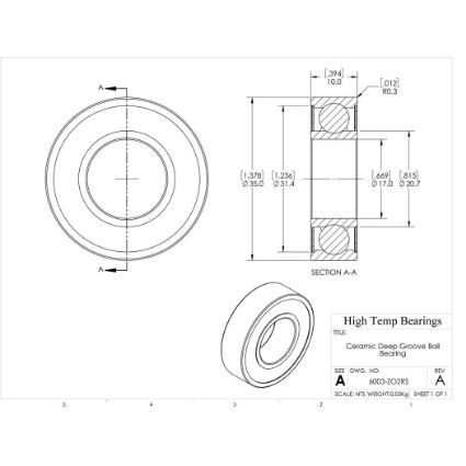 Picture of 17mm 6003 Deep Groove Ceramic ZrO2 Sealed Bearing