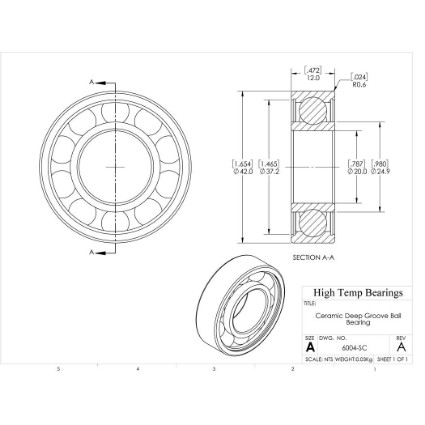 Picture of 20mm 6004 Deep Groove Ceramic SiC Open Bearing