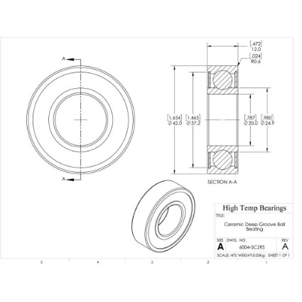 Picture of 20mm 6004 Deep Groove Ceramic SiC Sealed Bearing