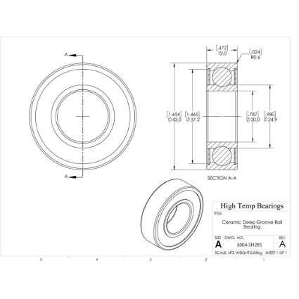 Picture of 20mm 6004 Deep Groove Ceramic Si3N4 Sealed Bearing