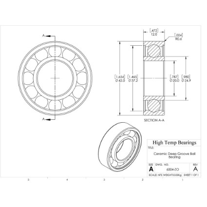 Picture of 20mm 6004 Deep Groove Ceramic ZrO2 Open Bearing