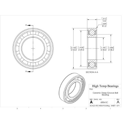 Picture of 30mm 6006 Deep Groove Ceramic SiC Open Bearing