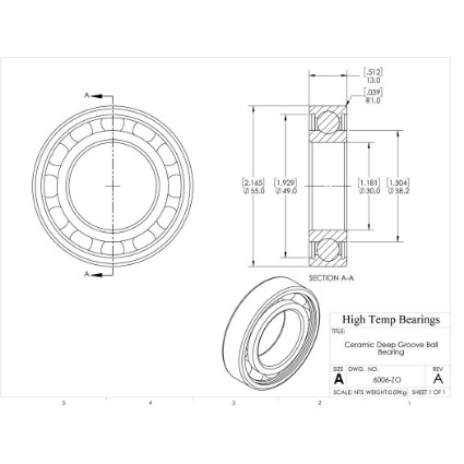 Picture of 30mm 6006 Deep Groove Ceramic ZrO2 Open Bearing