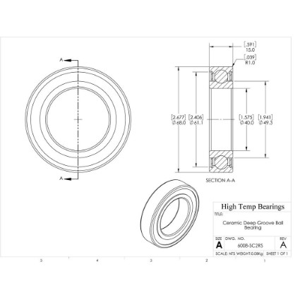 Picture of 40mm 6008 Deep Groove Ceramic SiC Sealed Bearing