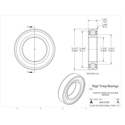 Picture of 40mm 6008 Deep Groove Ceramic Si3N4 Sealed Bearing