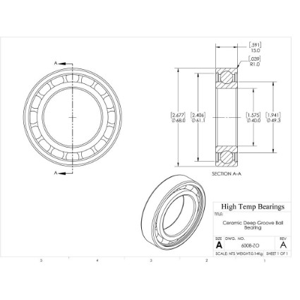 Picture of 40mm 6008 Deep Groove Ceramic ZrO2 Open Bearing