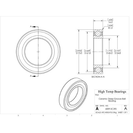 Picture of 45mm 6009 Deep Groove Ceramic SiC Sealed Bearing