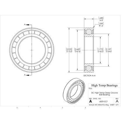 Picture of 45mm 6009 High Temperature 1200 °C Ceramic Bearing