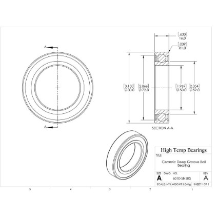Picture of 50mm 6010 Deep Groove Ceramic Si3N4 Sealed Bearing