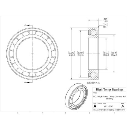 Picture of 55mm 6011 High Temperature 400 °C Ceramic Bearing