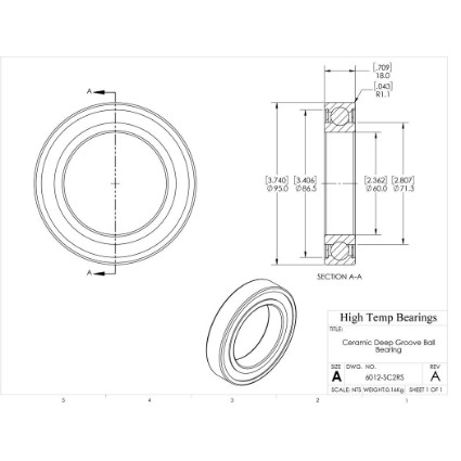 Picture of 60mm 6012 Deep Groove Ceramic SiC Sealed Bearing