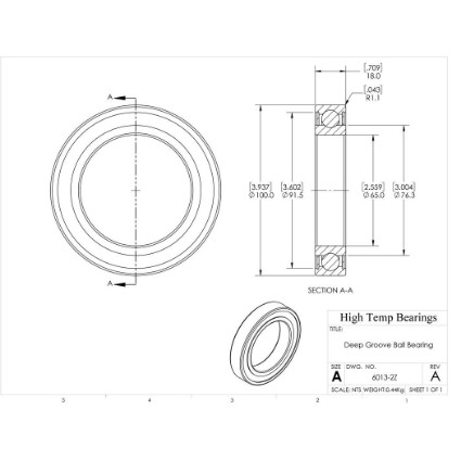 Picture of 65mm 6013 Deep Groove Shielded ZZ Ball Bearing