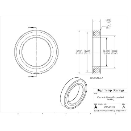 Picture of 65mm 6013 Deep Groove Ceramic SiC Sealed Bearing