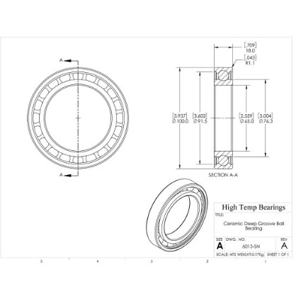 Picture of 65mm 6013 Deep Groove Ceramic Si3N4 Open Bearing