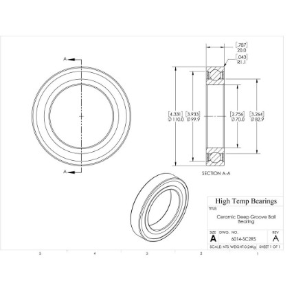 Picture of 70mm 6014 Deep Groove Ceramic SiC Sealed Bearing