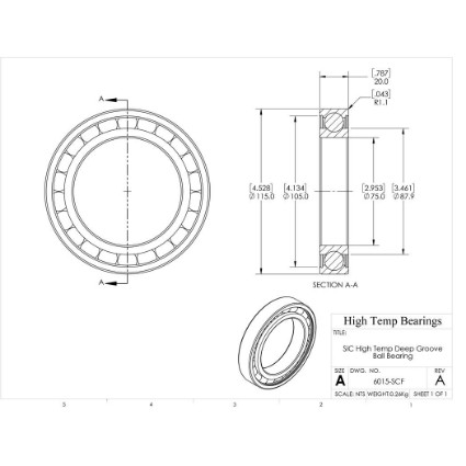 Picture of 75mm 6015 High Temperature 1200 °C Ceramic Bearing