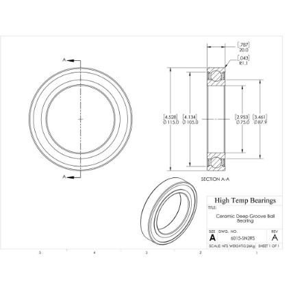 Picture of 75mm 6015 Deep Groove Ceramic Si3N4 Sealed Bearing